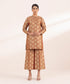 Women's Pret Fancy Jacquard Dyed Brown A-Line Shirt